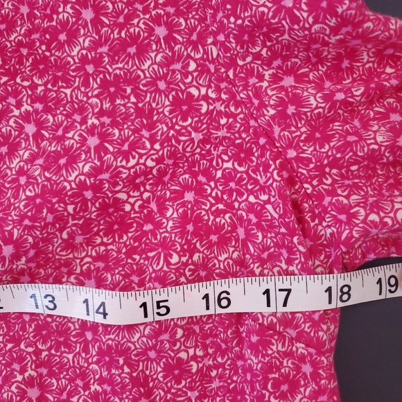Lilly Pulitzer Floral Button Up Shirt Size 4 Pink Cottagecore Boho Chic Casual - Picture 4 of 10
